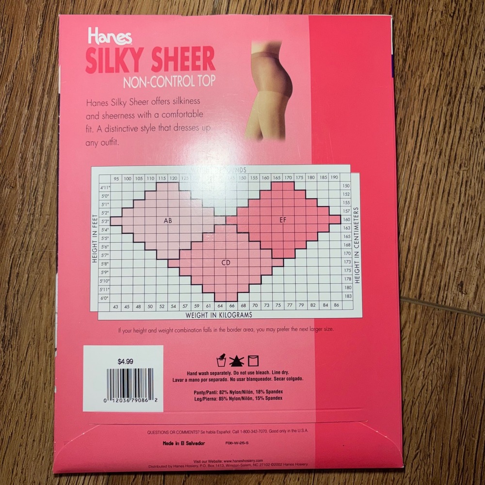 Hanes Silky Sheer Pantyhose Barely Black Size AB Sandalfoot Non-Control Top 2002 - Picture 3 of 5